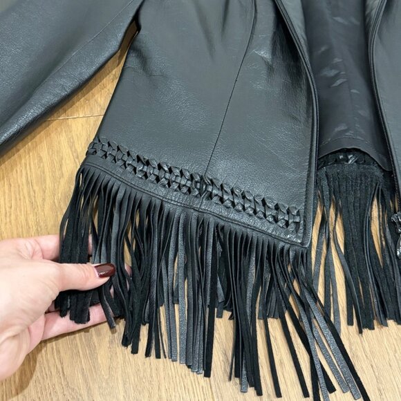 EUC Danier Leather Fringe Zip-Up Jacket - Size‎ XS - Picture 2 of 8